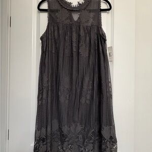 No Boundaries Charcoal Lace Mini Dress
